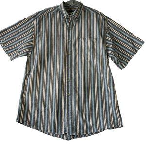 Eddie Bauer Mens Button Down Shirt Size M Multicolor Stipes Short Sleeve